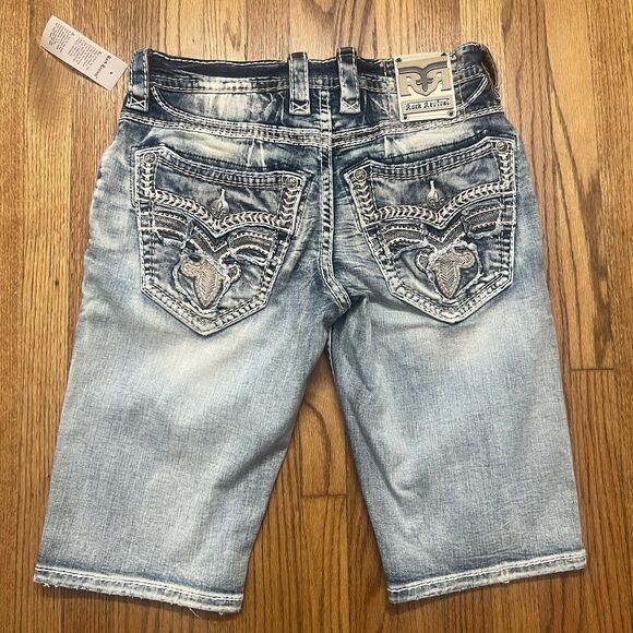 Rock Revival Distressed Denim Jean Shorts Cassius Men's Size 38 New - Picture 1 of 7